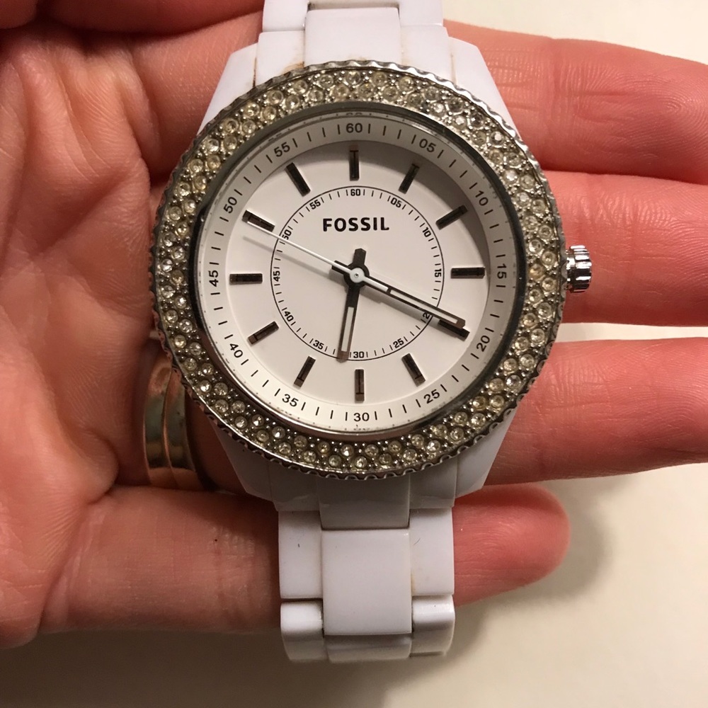 White Fossil Watch